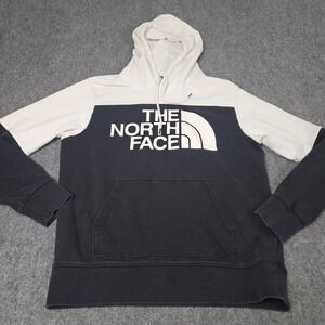 North Face Hoodie Medium Black White Colorblock Hooded Sweatshirt Grunge Outdoor